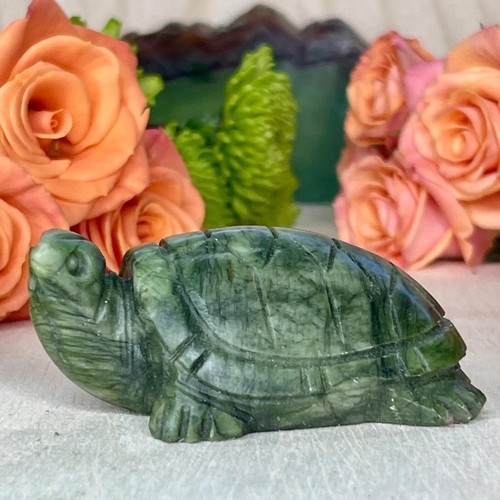 Green jade turtle carved - green,